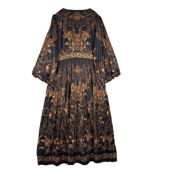 City Chic Ivanna Maxi Dress Black Gold‎ Scarf Print Plus 22 XL Boho Romantic NWT - Picture 11 of 16
